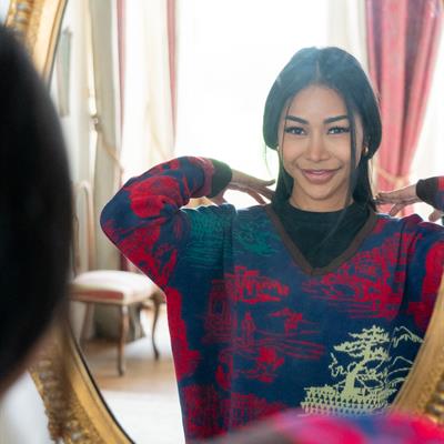 Little Scenes Sweater - navy/red/multi